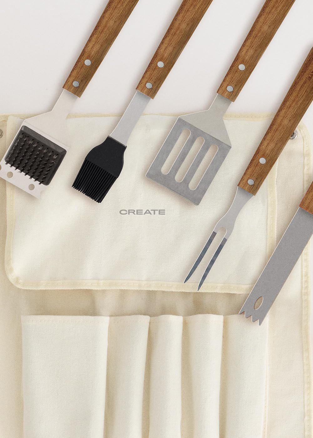 Grilluxe® Set De 3 Ustensiles De Barbecue De Qualité Supérieure En Bois D' Acacia + Acier Inoxydable Extra Long Pince à Barbecue + Spatule + Fourchette à Viande Grills Et Fourchettes