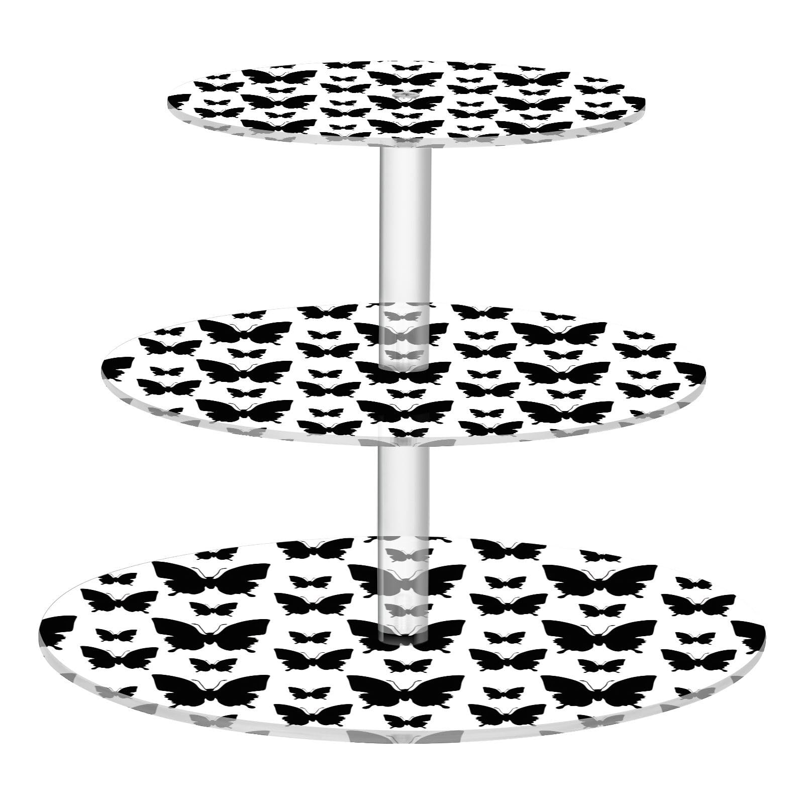 Nander 3 Tier Cupcake Stand,Black Butterfly Large Cupcake Tower Display, Round Cupcake Holder, Acrylic Dessert Stand, Pastry Display Tree for Party, Wedding, Baby Shower