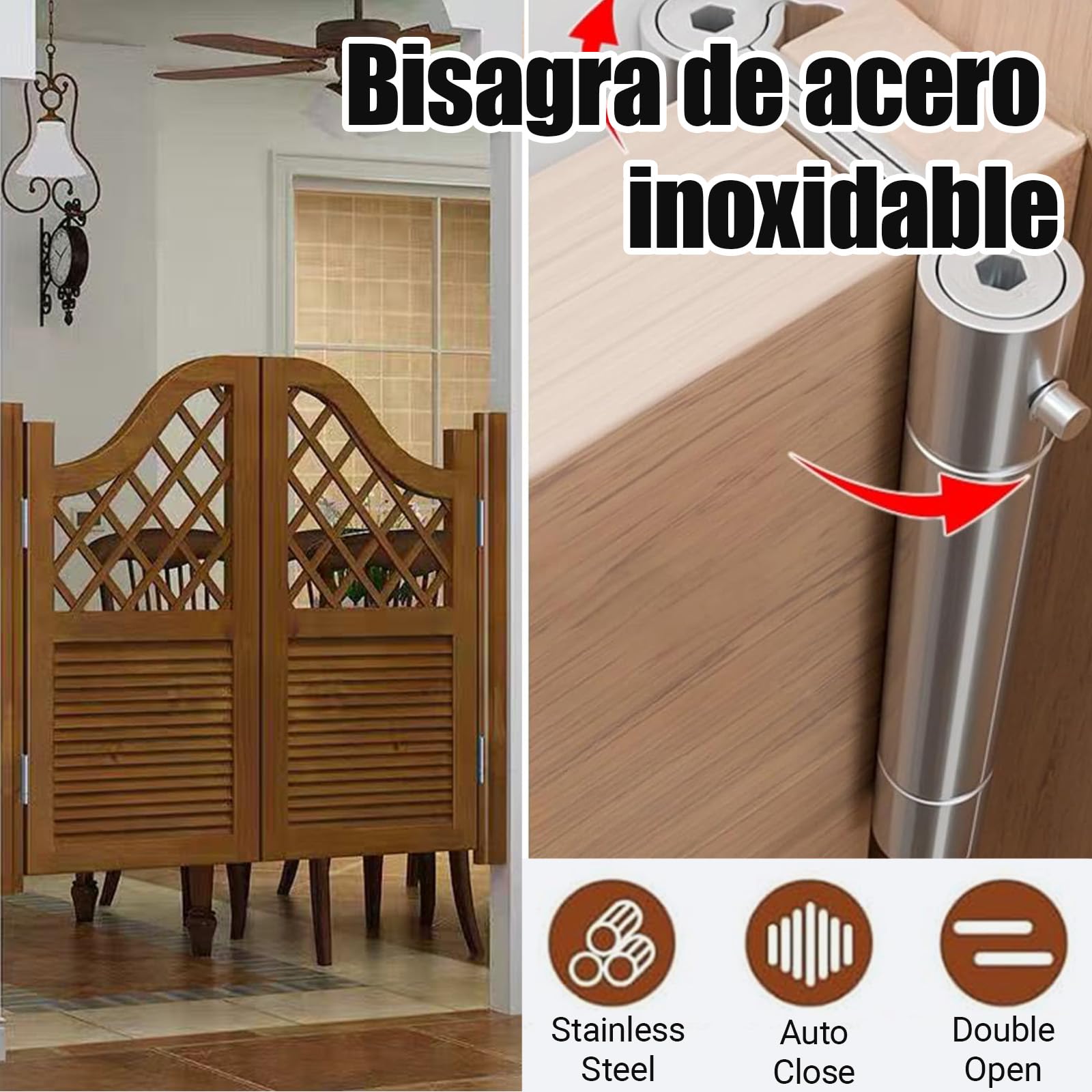 Puerta Abatible de Madera Maciza para Interiores, Puertas Batientes de Café Retro, adecuada para entrada, cocina, oficina, estilo rústico, Partición de Valla(Estilo A/Tamaño : W90xH70cm)