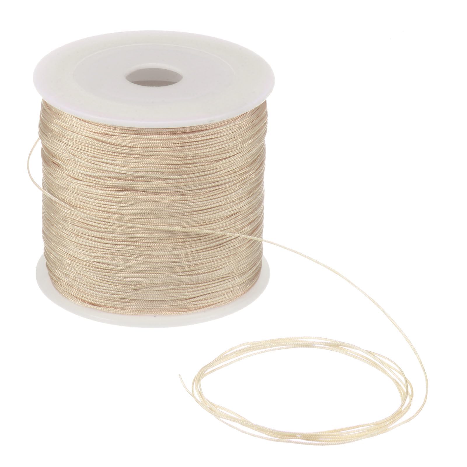 Unifizz 0.6mm Nylon String Cord 164 Yards, Satin String for Bracelet, Chinese Knotting, Beading Thread, Jewellery Making, Braided Necklace & Craft – Champagne