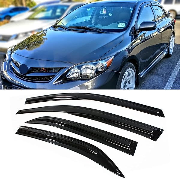 JDM 3D Style Smoked Window Visor Vent Shade Compatible for 2009-2013 Toyota Corolla
