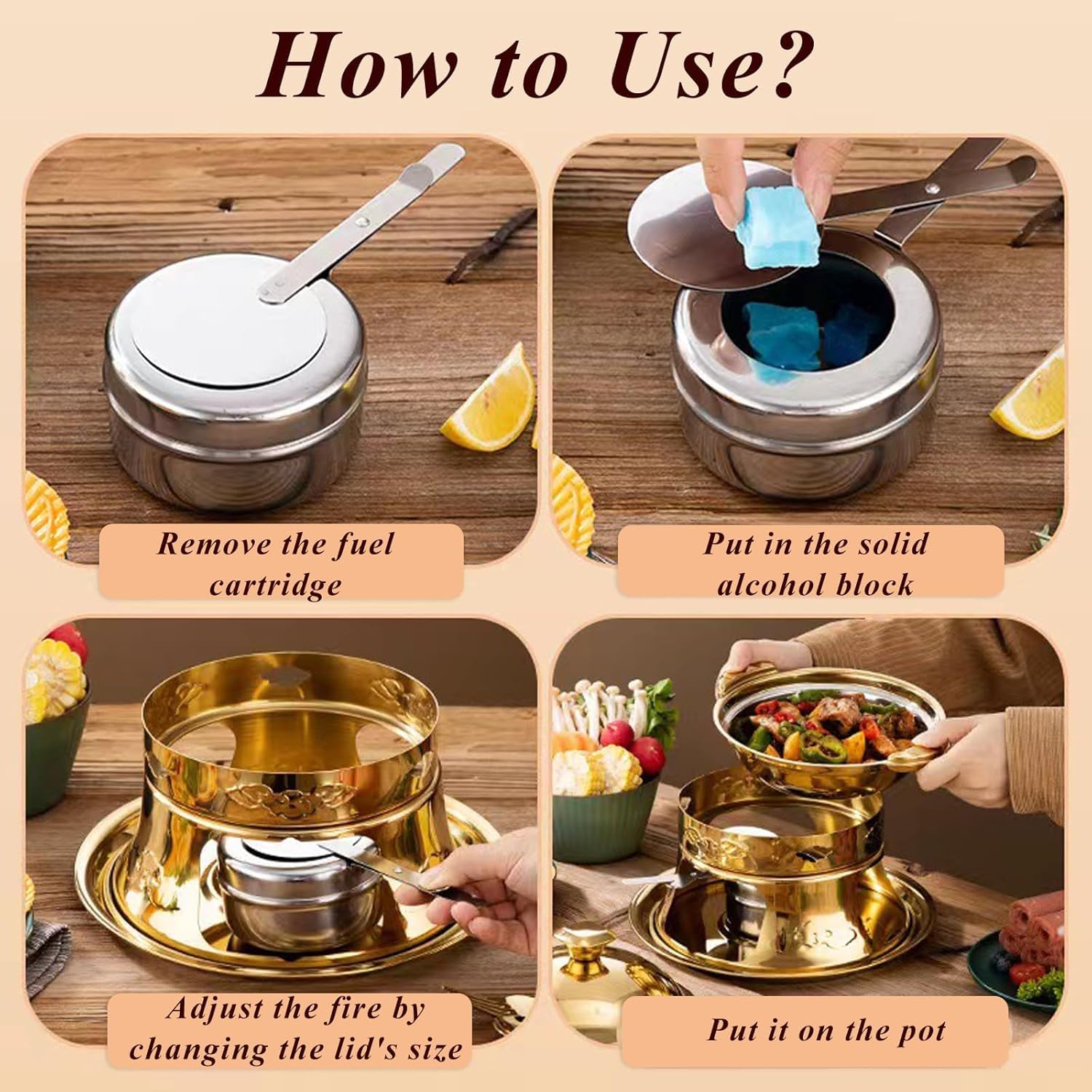 12 Pièces Récipient pour Pâte à Brûler, Récipient pour Pate Combustible Fondue, Accessoires pour Buffet -Cuiseur à Alcool en INOX pour Hotpot, Drypot, Poisson Grillé