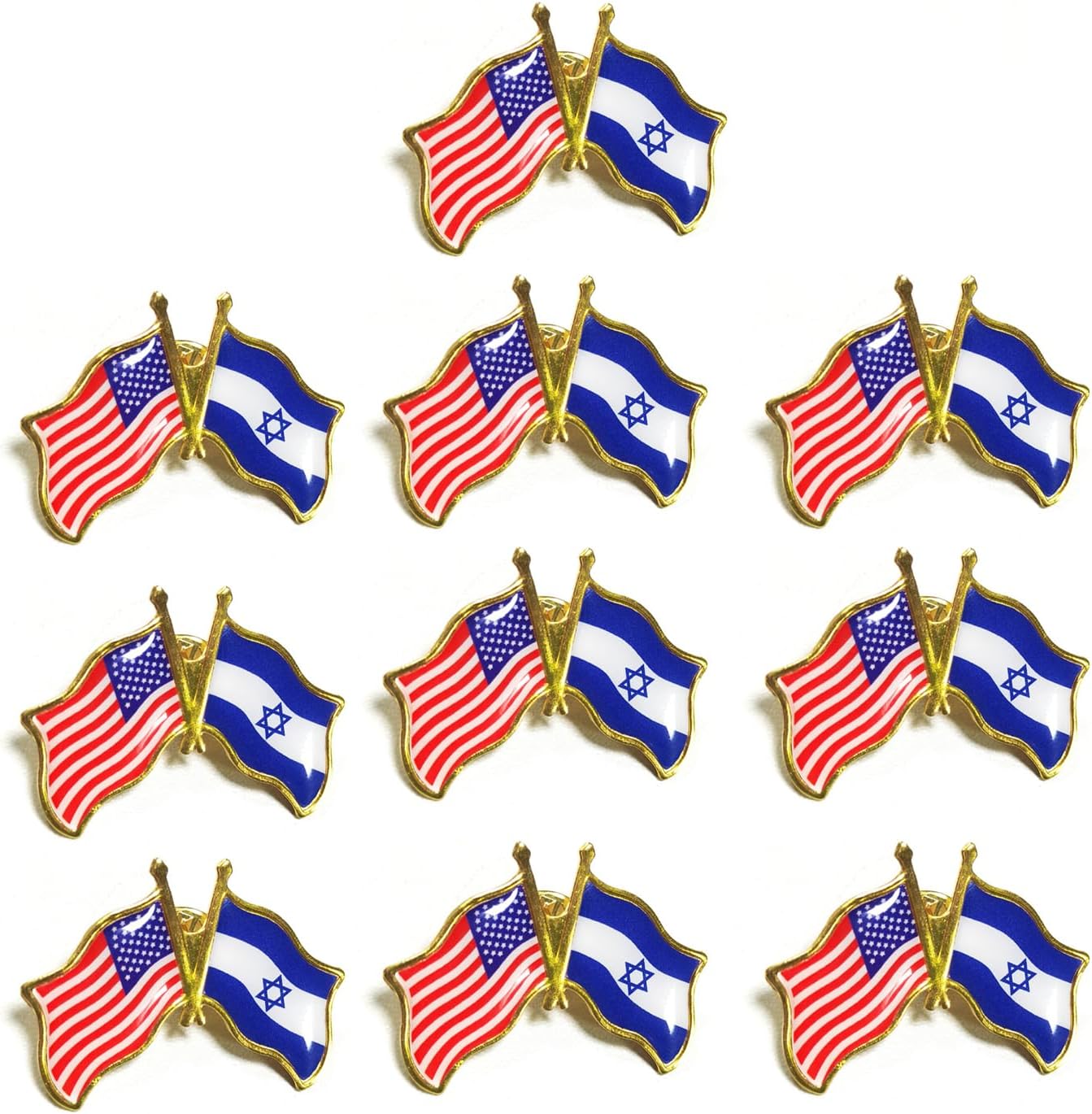 Amazon.com: 10 Pcs Israel USA Crossed Friendship Flag Lapel Pin Support ...