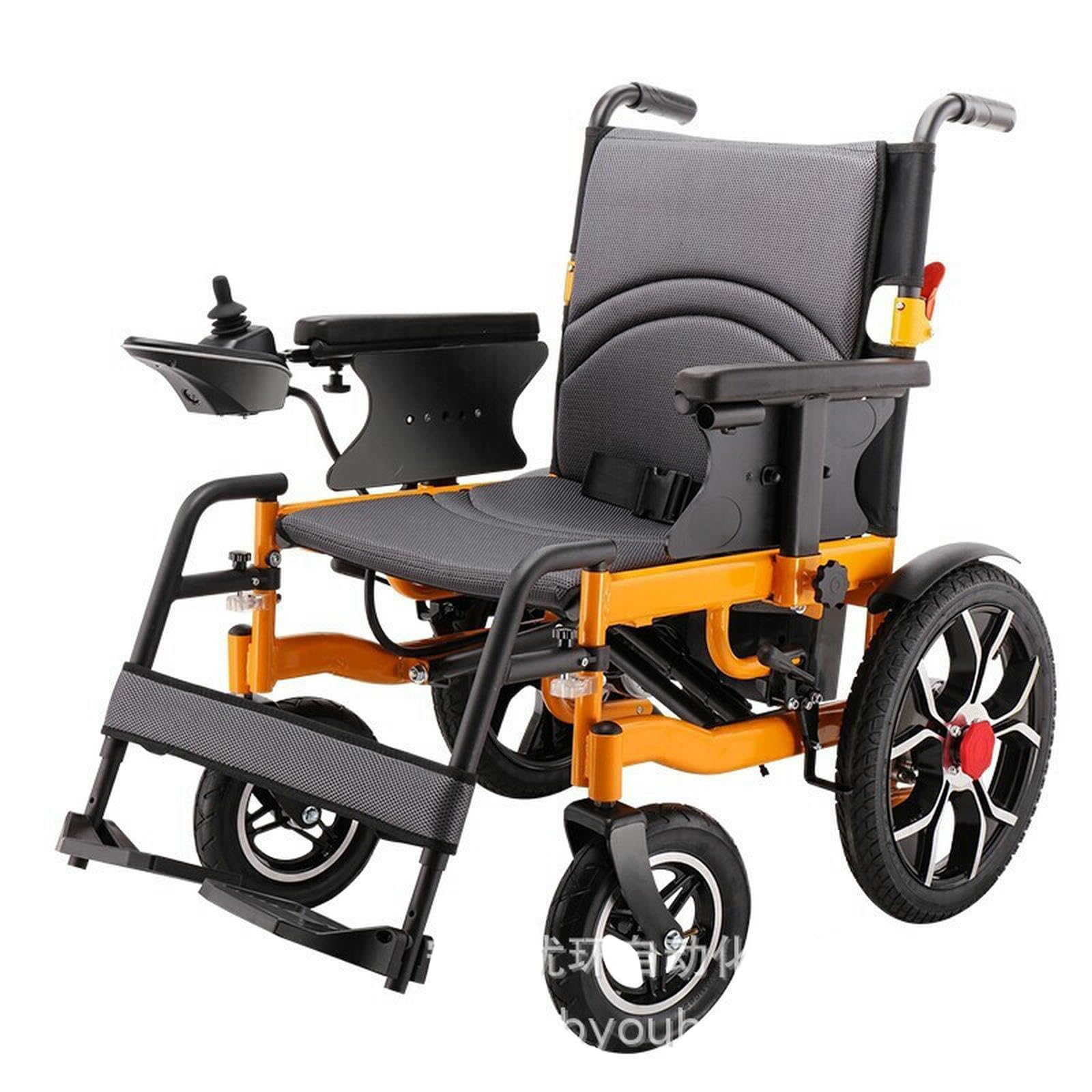 Silla de ruedas eléctrica, Plegable y reclinable, Scooter totalmente automático, Vehículo portátil para discapacitados, Silla de ruedas eléctrica, Vehículo de ancianos-Dorado