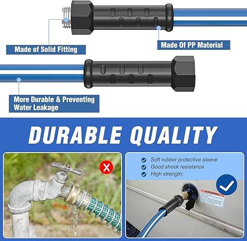 Miniatura 4 de GREENER Manguera de jardín híbrida resistente de 50 pies de diámetro, manguera interior duradera de jardín para caravana con mango de agarre