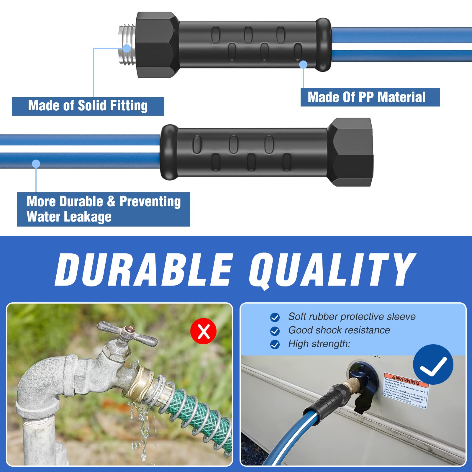 GREENER 25FT Tools Hybrid Garden Hose 25 ft.Durable Rv Garden Hose With Swivel Grip Handle 150Psi High Burst Strength Industrial Water Hose For All Weather Outdoor (Blue)