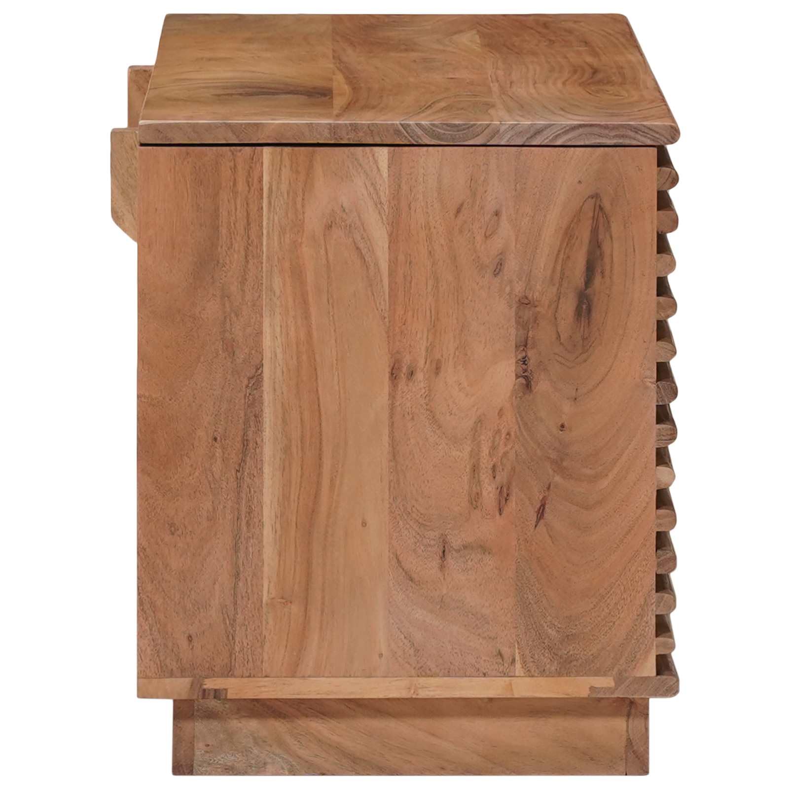 Aufbewahrungsbox Akazienholz Natur 85x40x46 cm | Massivholz und Holzwerkstoff, offenes Design, für Zeitschriften und Decken, 1 Stück