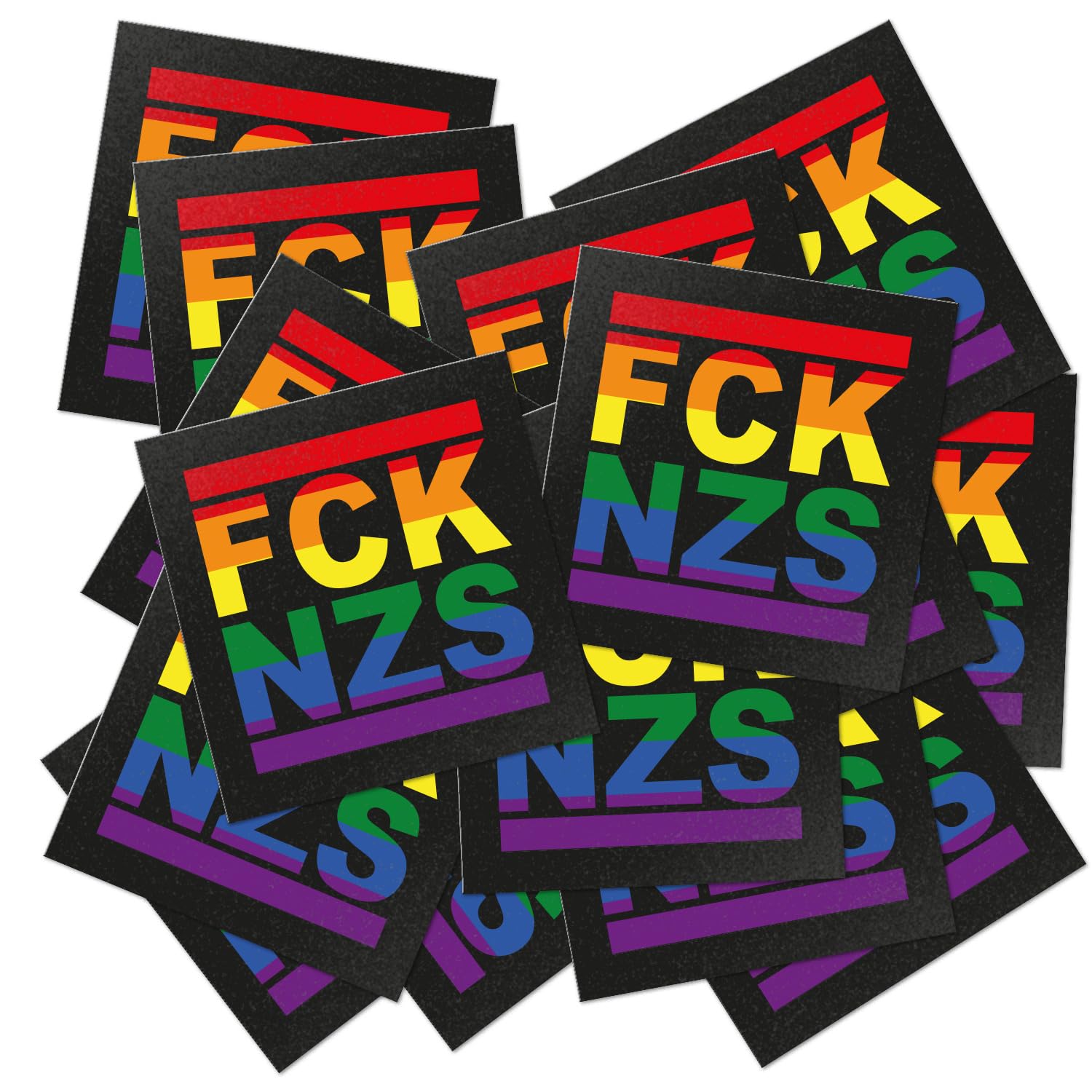 100 x FCK NZS naklejka tęczowa - 7,4 x 7,4 cm - politycznie lewicowe naklejki outdoorowe duże naklejki FCKNZS vs Right zestaw naklejek