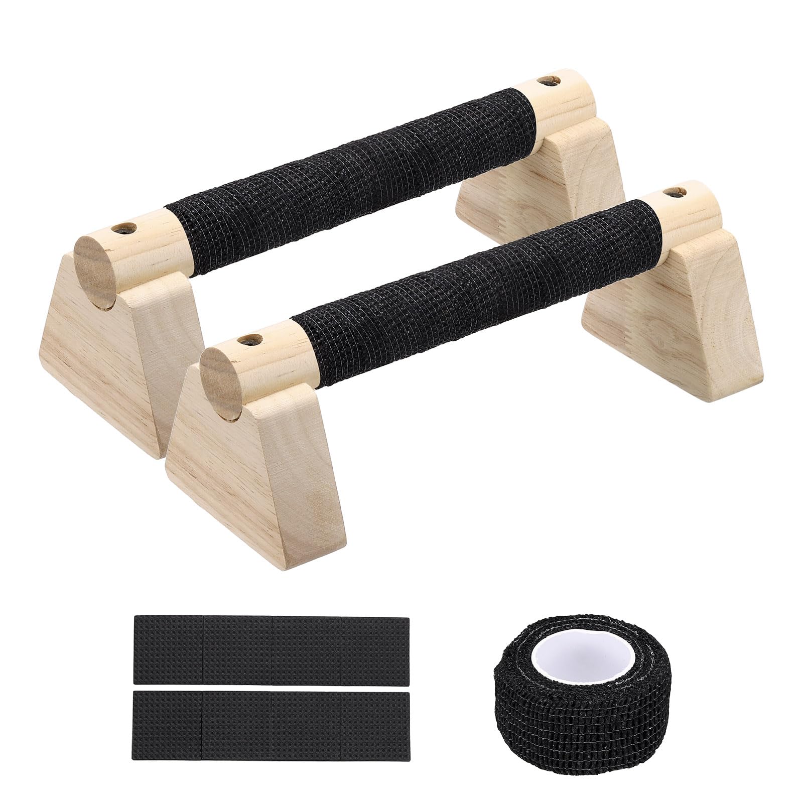 PATIKIL Push Up Bars, Wooden Parallettes Bars, 2Pcs 25cm Wooden Push Up Handle with Non-Slip Base and Grip for Strength Training Planks Calisthenics Equipment