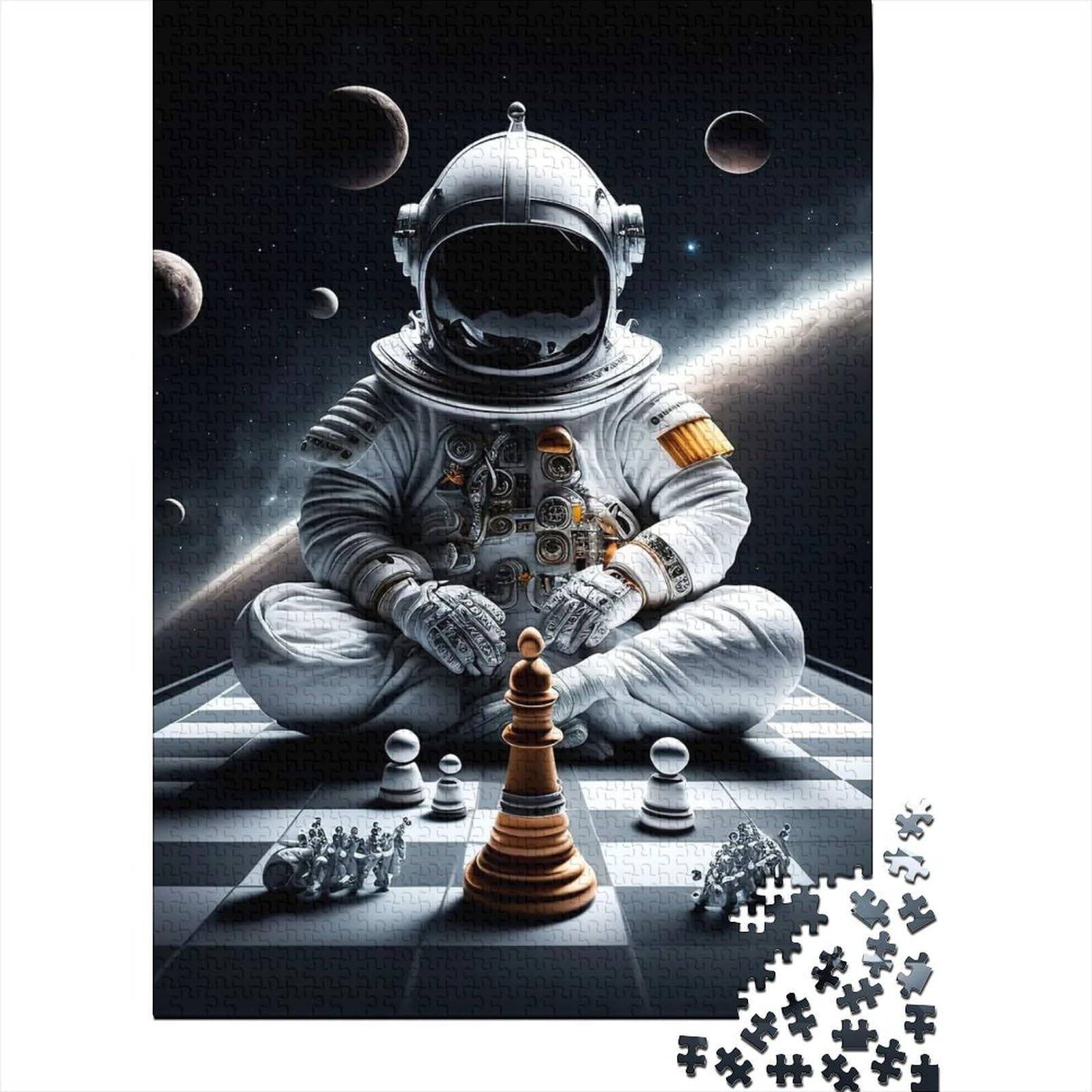 astronaut chess 1000 piece jigsaw puzzle paper for adults space game