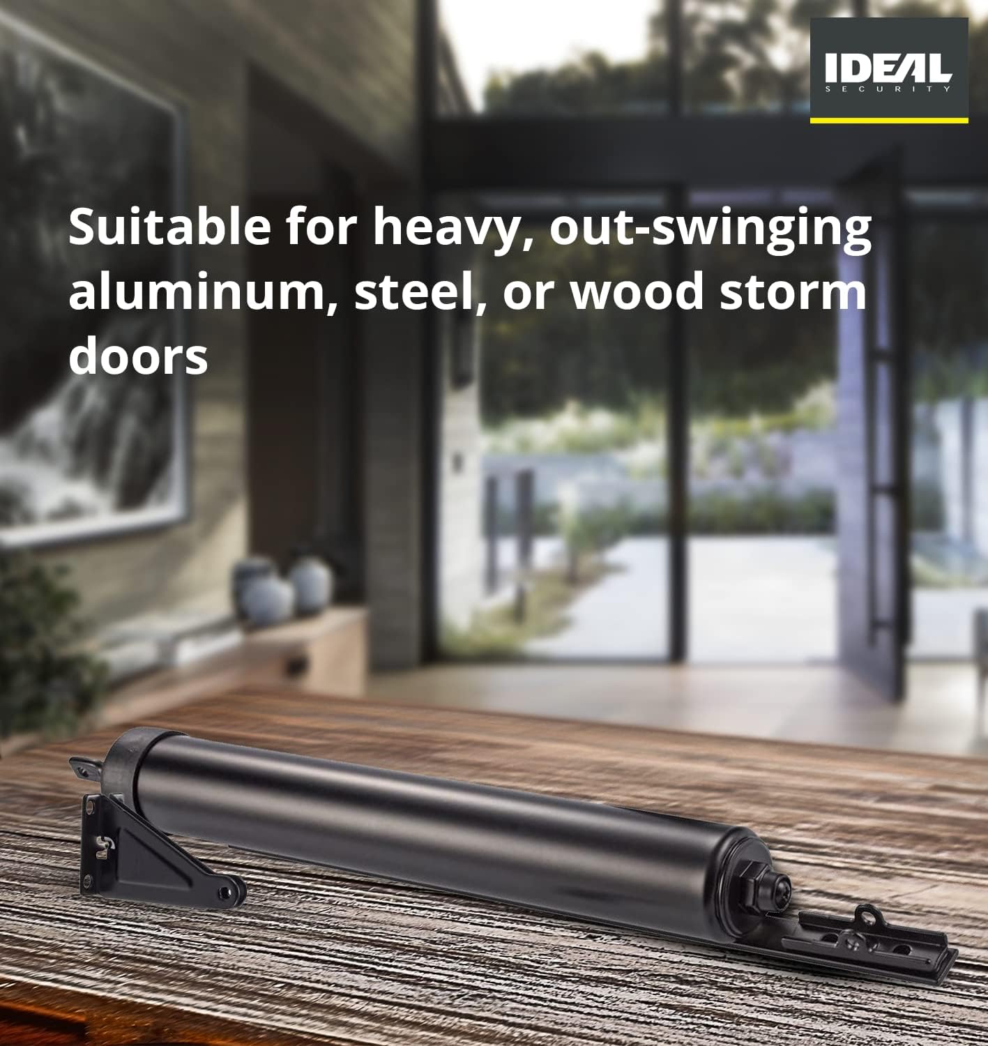 Ideal Security Quick-Hold Closer for Extra-Heavy Storm Doors with Torsion Bar, Black (1.5-Inch Diameter)
