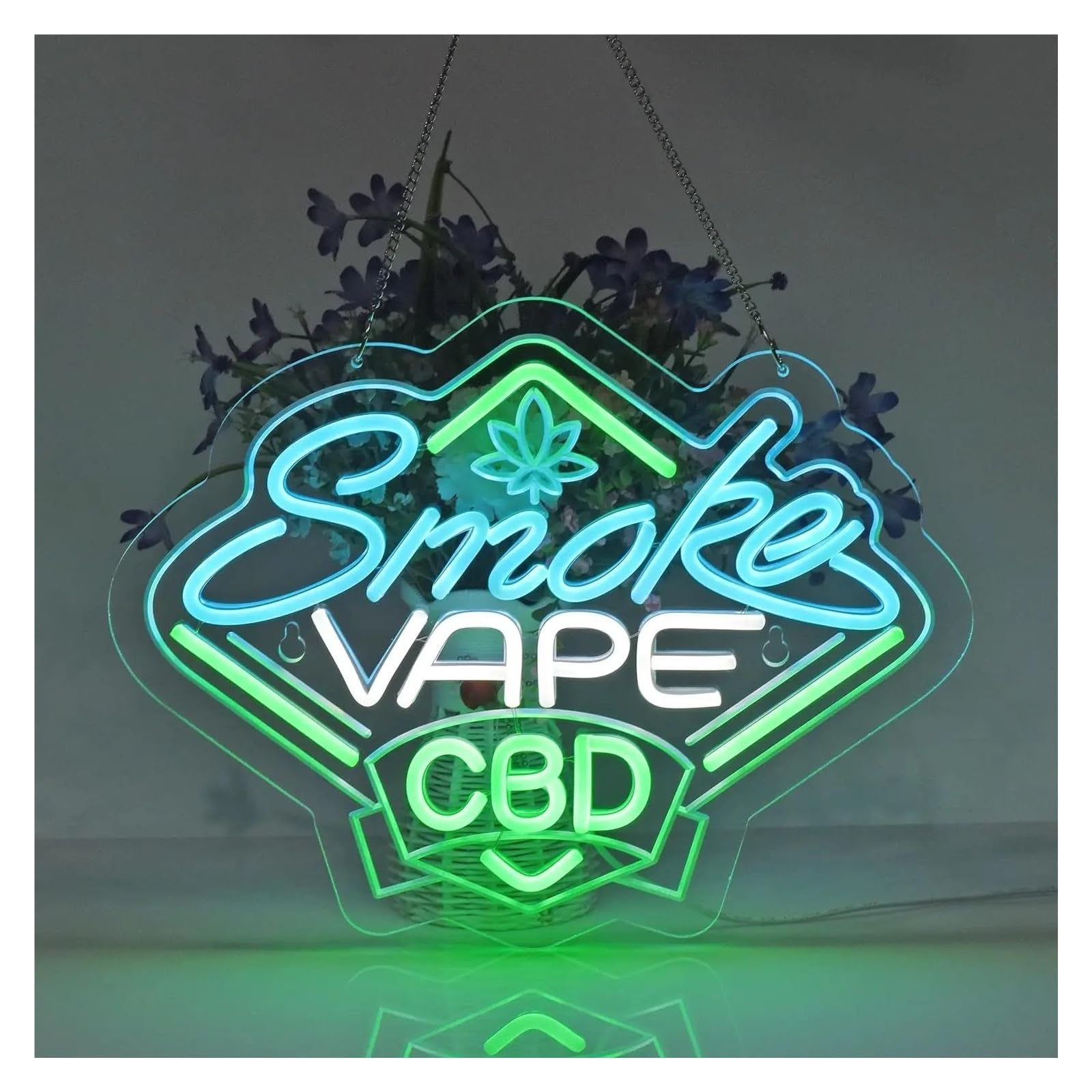 néon signe Panneau Néon"Smoke And Vape Shop"USB, Lumière LED À Intensité Variable, Pour Pub, Bar, Décoration De Vente Au Détail 38X29.5cm