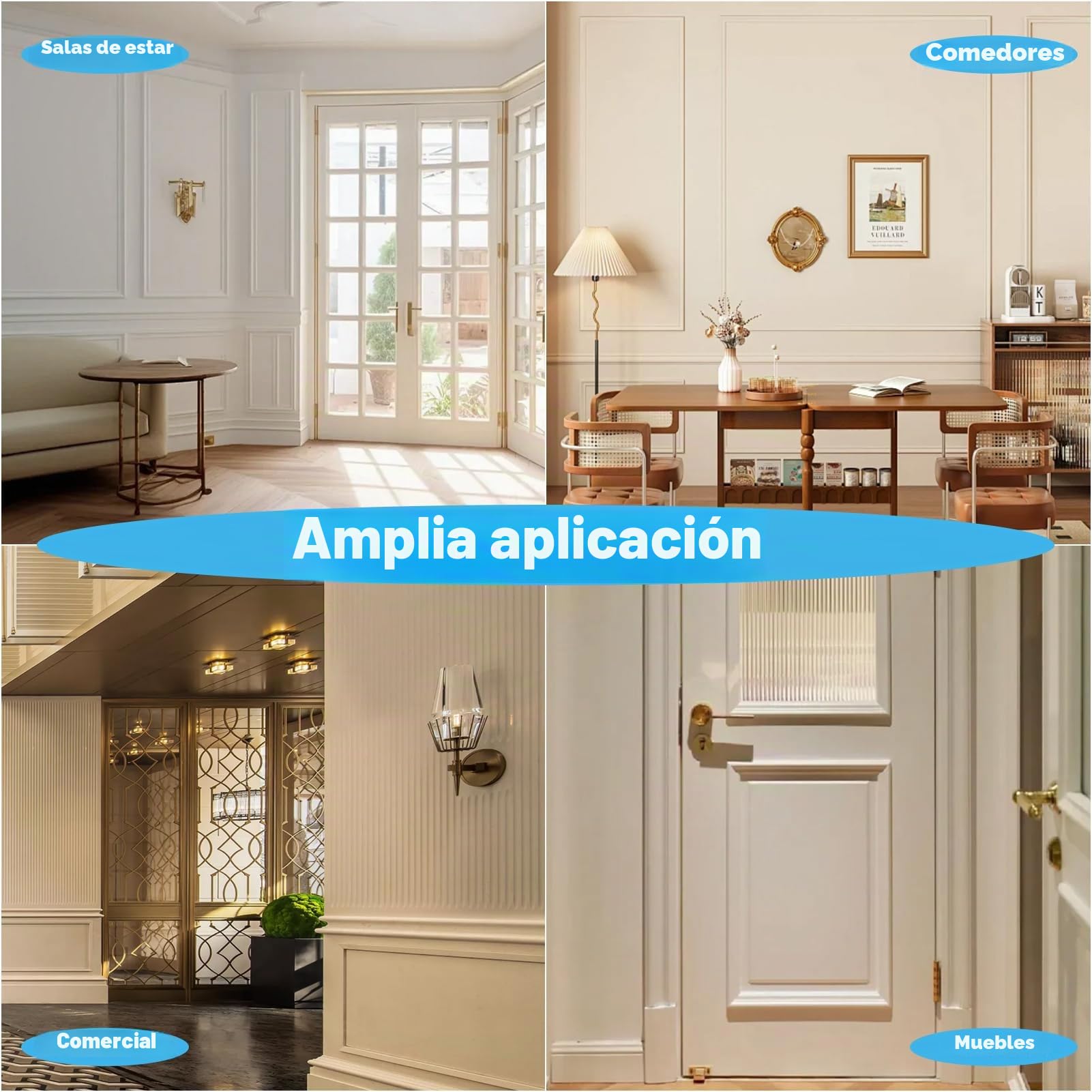 Art3d Molduras para Pared Pre-Cortadas 6 Piezas Decoración Interior Sala Dormitorio