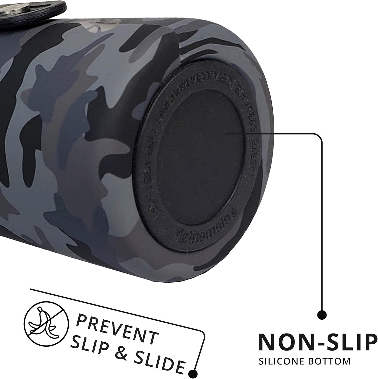 Elemental Iconic Stainless Steel Water Bottle with Straw - 32 oz Leak Proof Triple Wall Insulated Water Bottles for Travel and Sports - Reusable Gym Water Bottle with 2 Straws - Black Camo
