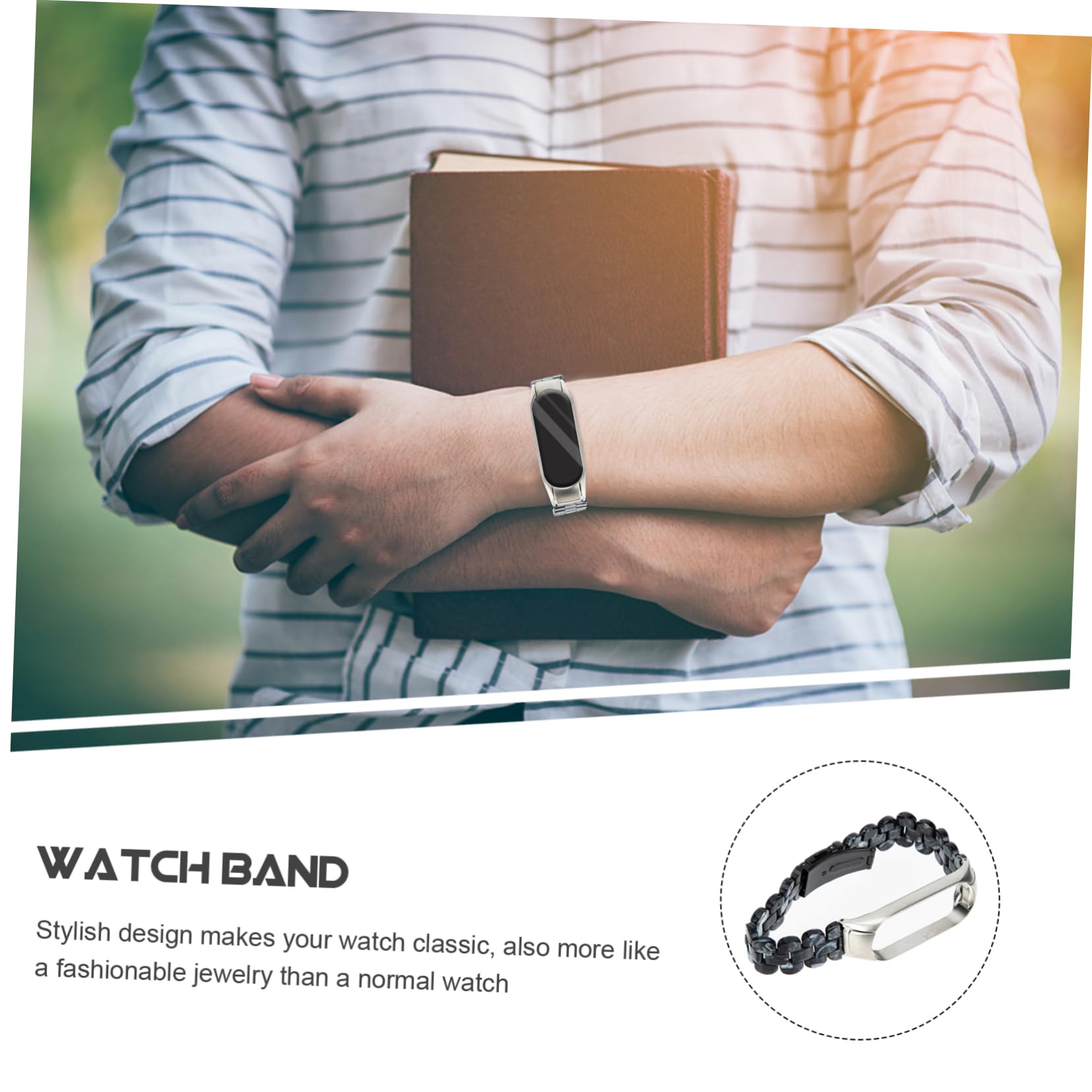 UPKOCH 2 Pièces Mi 5 6 Bracelet Bracelet En Métal Montre Bracelet Pour Femmes Bracelets De Montre Bande De Remplacement Montre Bracelet En Acier Inoxydable Intelligent