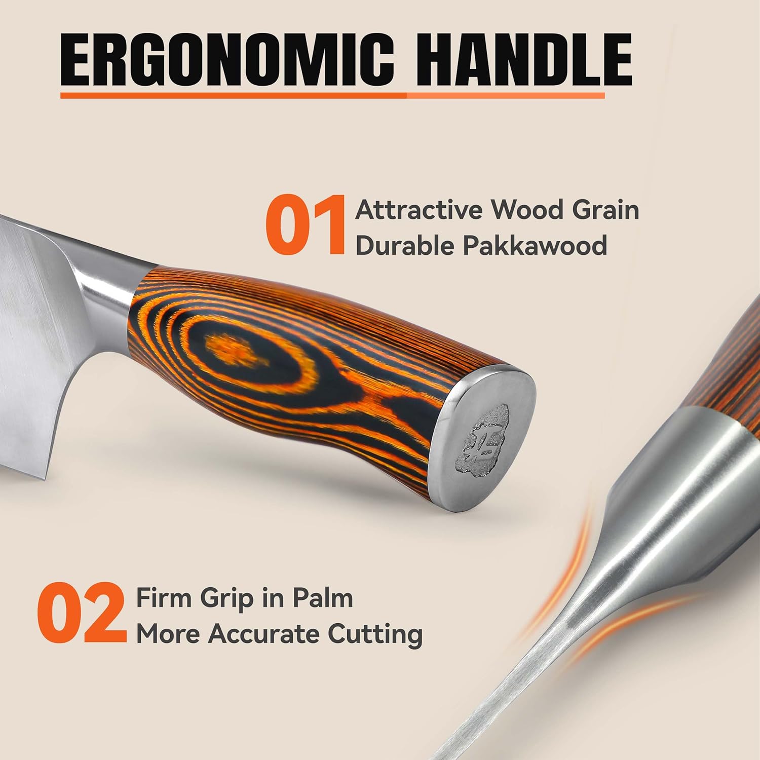 TUO Rocker Knife, 7 inch Salad Chopper Chef Knife for Herb Rocking and Veggie Chopping, Vegetable Cleaver in High Carbon Steel with Ergonomic Handle - Fiery Phoenix Series