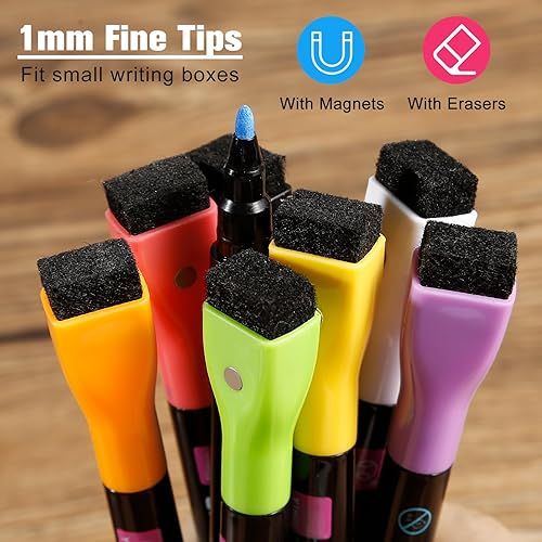 Miniatura 5 de Marcadores de tiza líquida magnéticos, marcadores de borrado en húmedo para calendario acrílico, pizarra de notas LED, vidrio transparente, pizarra