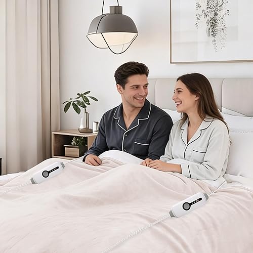 Miniatura 22 de Manta térmica eléctrica de franela Full Size de 72"x84", acogedora y cálida para toda la noche, 5 ajustes de calor y 10 horas de apagado automático,