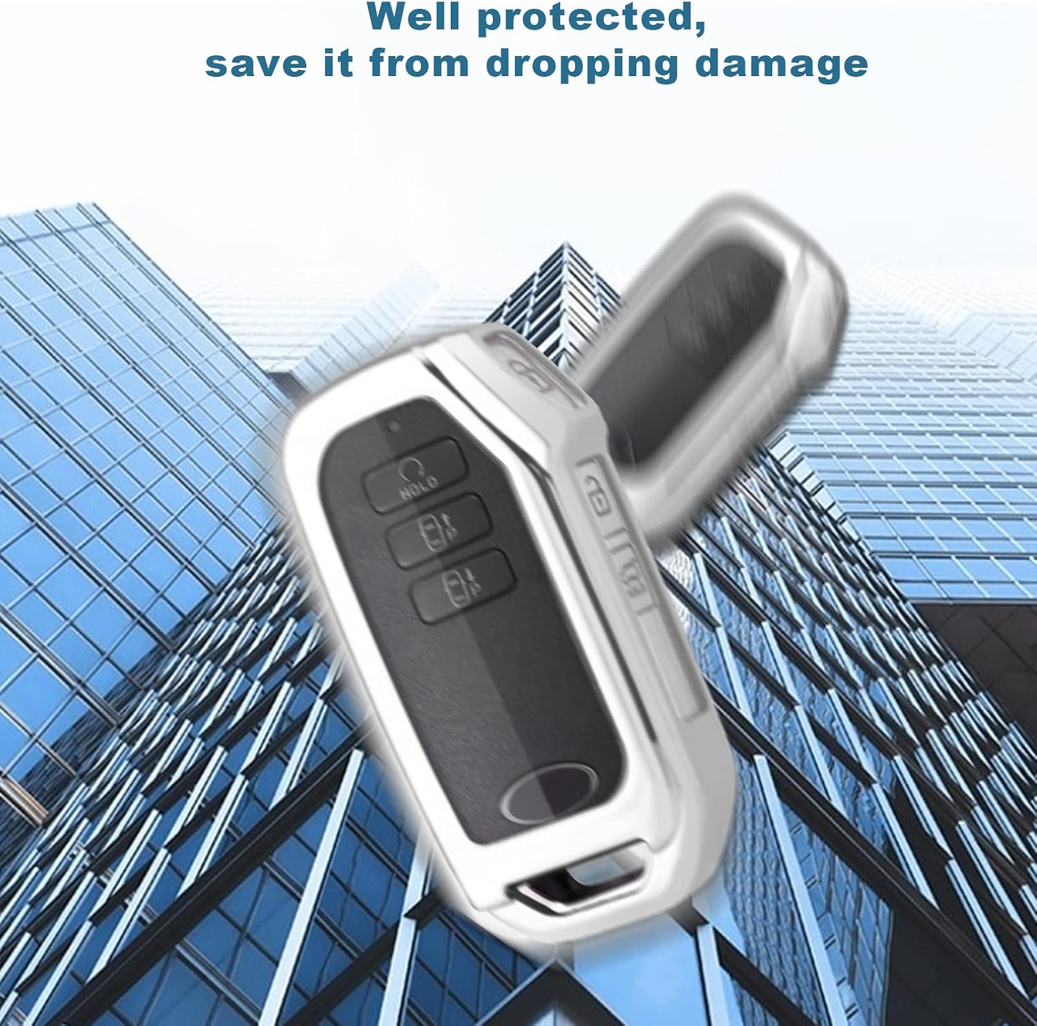 CDEFG Kia Ceed CD NIRO Stinger Soul Sportage Sorento EV6 2022 Key Cover Car Key Fob Case Remote Control TPU Protection Protective Buttons Holder Smart Keyless Protector Accessories (7 Buttons Silver) - Image 5