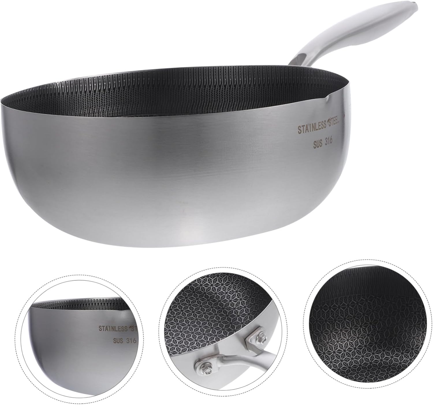 VALICLUD Nonstick Saucepan Skillet Lid Stainless Steel Honeycomb Pan Microwave Oven Safe