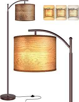 Rottogoon Floor Lamp for Living Room, LED Standing Lamp with 2 Lamp Shades Tall Industrial Floor Lamp Reading for Bedroom, Office (9W LED Bulb Included) - (Oil-Rubbed Bronze)