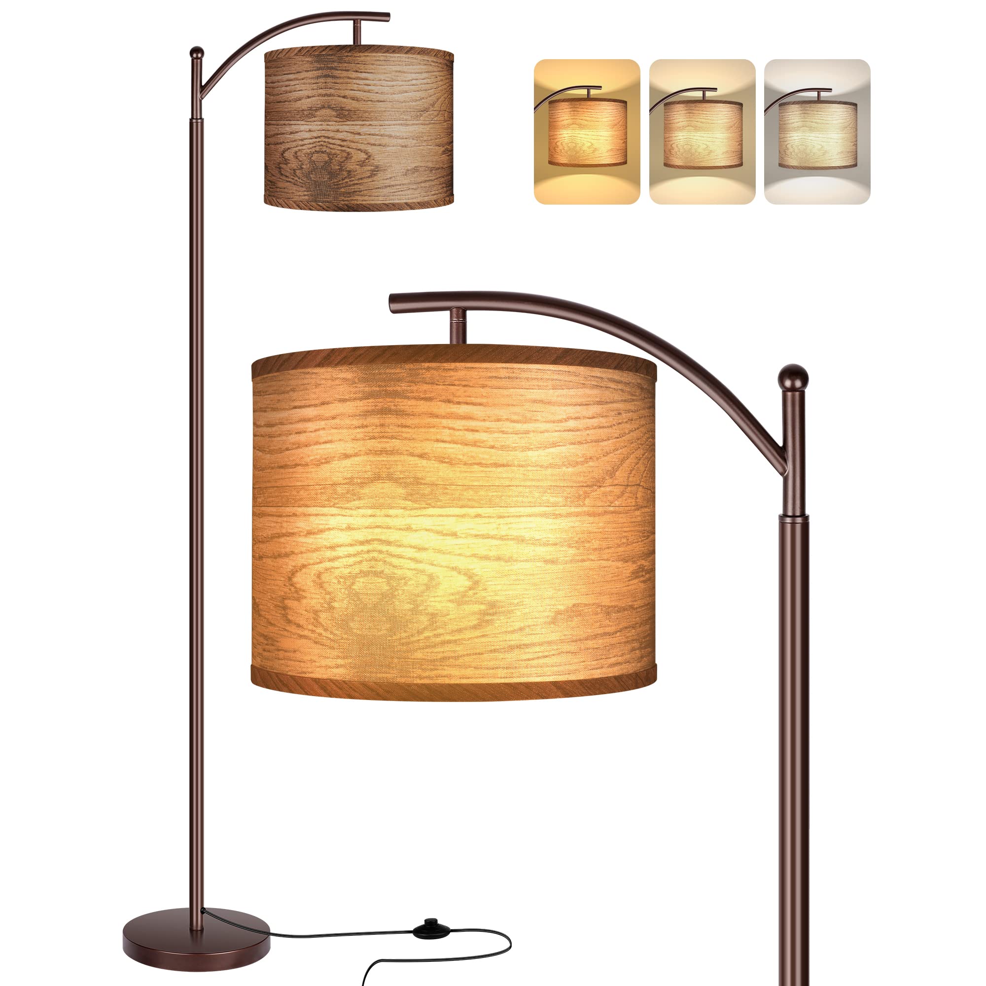 Rottogoon Floor Lamp for Living Room, LED Standing Lamp with 2 Lamp Shades Tall Industrial Floor Lamp Reading for Bedroom, Office (9W LED Bulb Included) - (Oil-Rubbed Bronze)