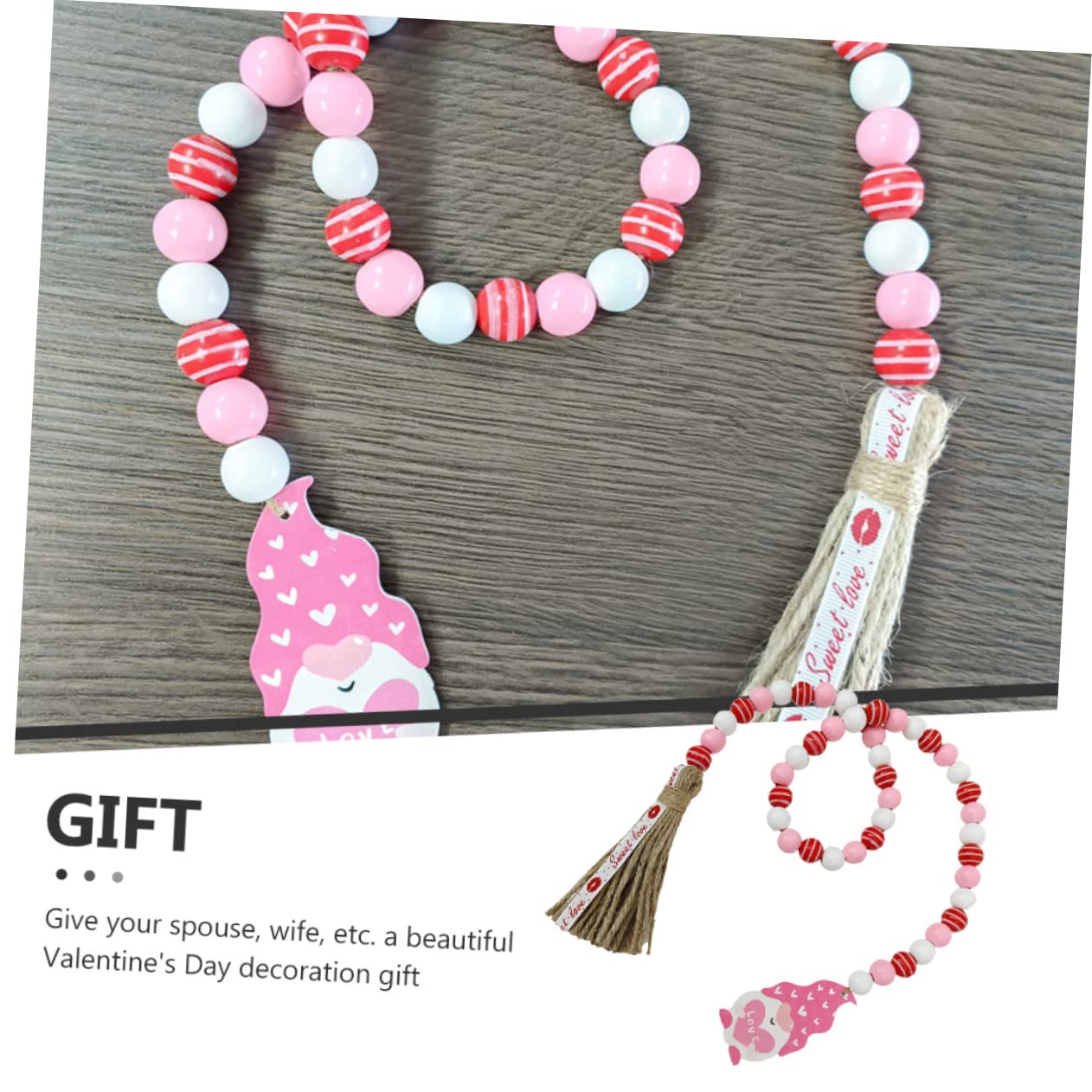 Alipis 5 Stück Schnur Garn Quaste Perlen Multi Hochzeitsbanner Valentinstag-Banner Webstuhl Armband rustikale khimar Hijab frantzen hängende Perlendekoration aus Holzperlen Hanfseil
