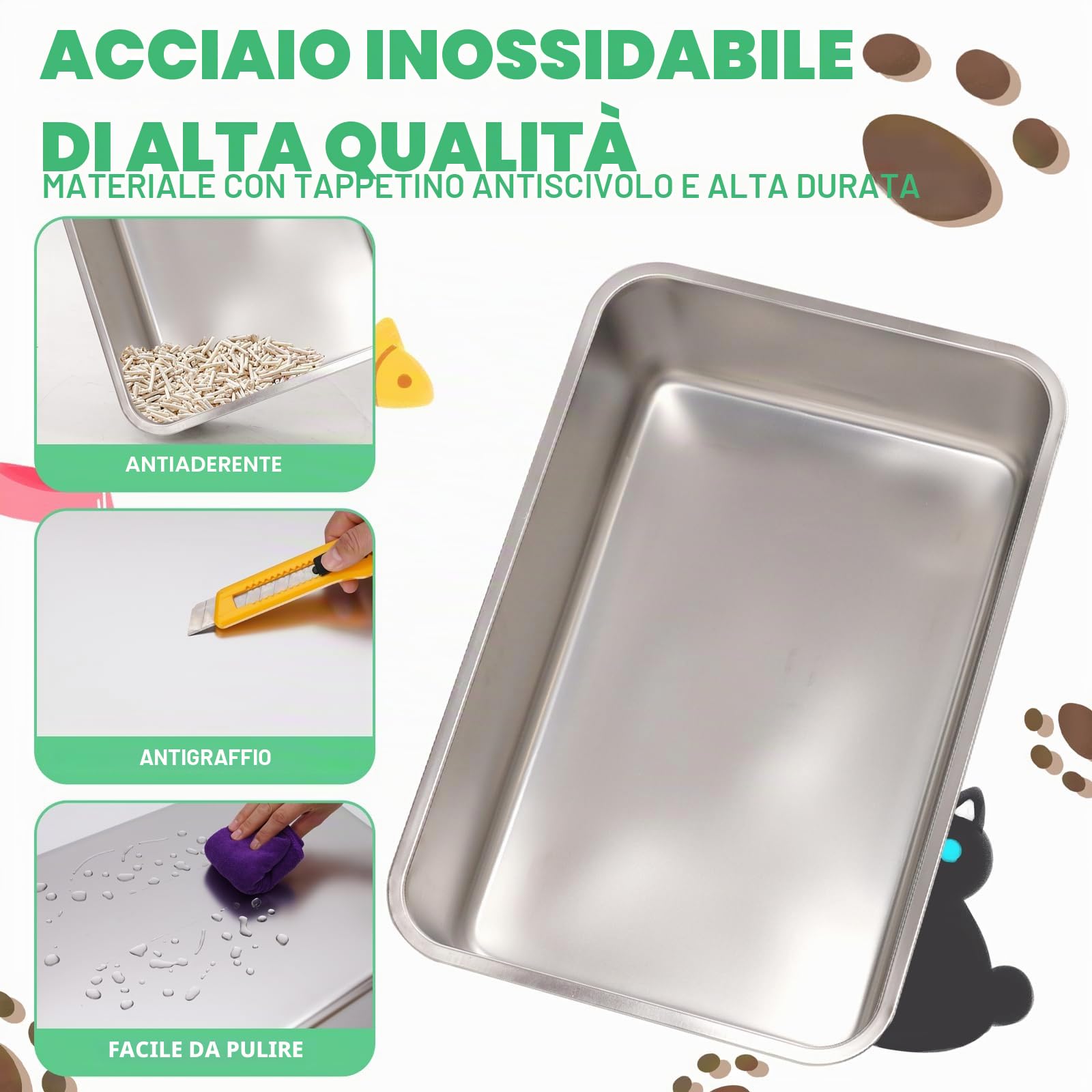 Lettiera Gatto Chiusa con pala e pedali,Lettiera Toilette per Gatti Chiusa,Grande Capacità,mit Doppeltem Eingang für Katzen aller Größen,Grigio