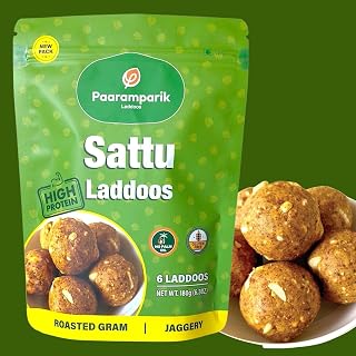 Paaramparik Sattu Laddu – Roasted Besan Laddu with Jaggery| High Protein & Instant Energy| No white sugar| Healthy Snack| 180 grams(180 gms x Pack of 1)