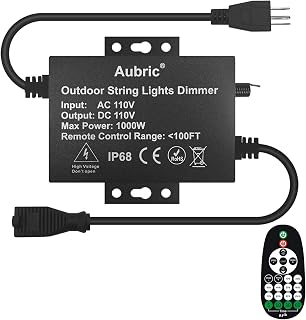 Outdoor Dimmer Switch for String Lights, 1000W Max Power IP68 Waterproof...