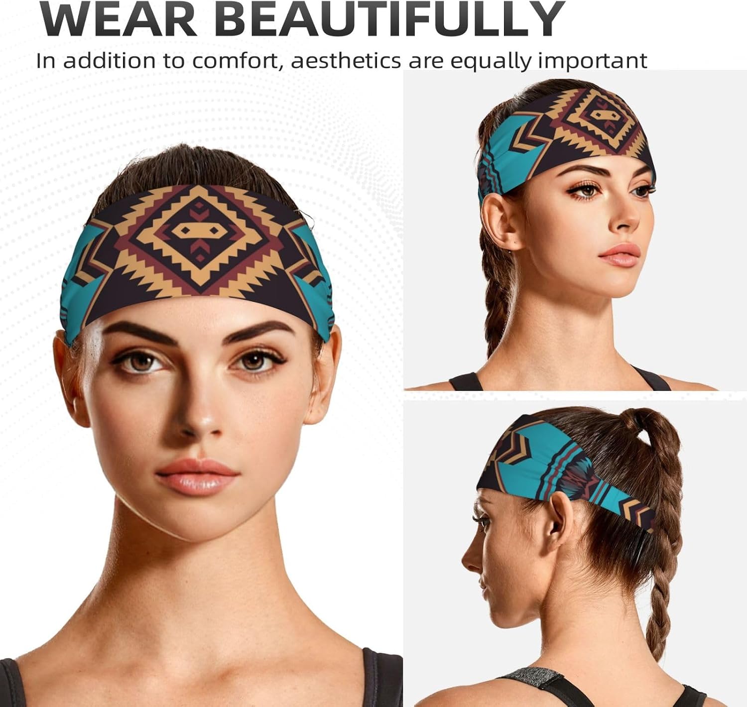 Sports Running Headband for Women Men Moisture Wicking Sweatband Elastic Head Bands for Workout Athletic Fitness Cycling Hiking Yoga Football Exercise