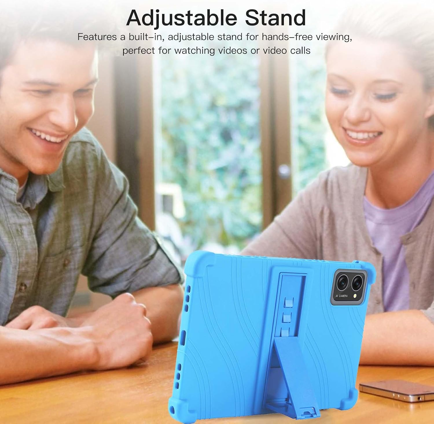 Case for TABWEE T20 Tablet 10.1 inch,Soft Silicone Protector Cover,Kids Friendly,Adjustable Stand Tablet Cover,4 Corners Thicken Shockproof,Sky Blue image 5