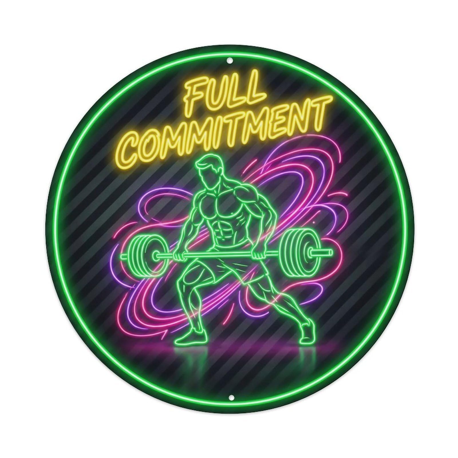 Vintage Faux Neon Gym Retro Bodybuilding Engaged Metal Tin Sign