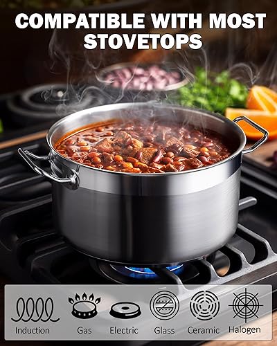 Miniatura 7 de Cooks Standard Juego de utensilios de cocina de acero inoxidable de 8 piezas con olla y cazuela de 9 cuartos de galón