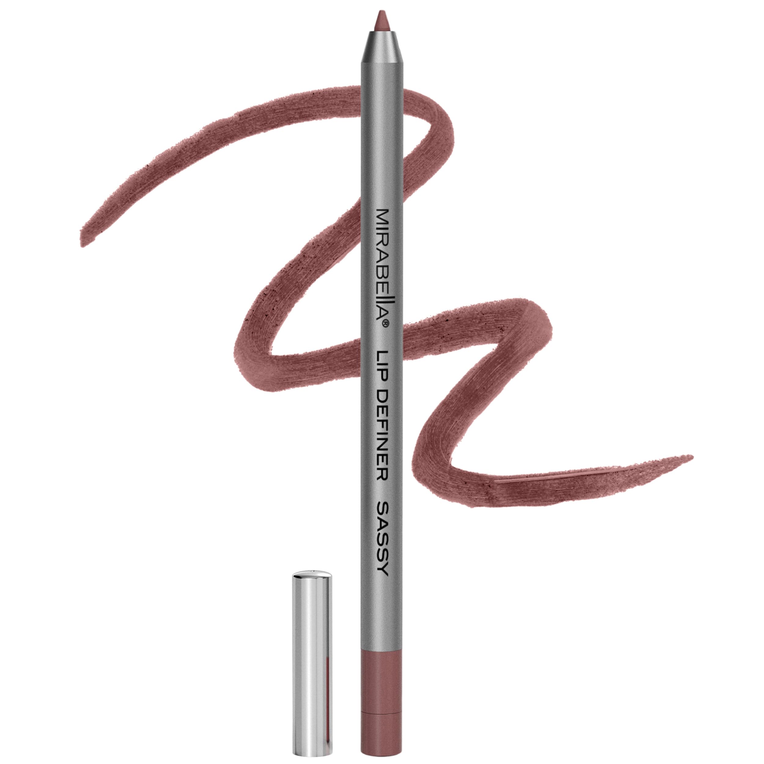Mirabella Line & Define Lip Definer Lip Pencil, Smoothing & Moisturizing Retractable Lip Liner with Long-Lasting & Ultra-Creamy Formula, Antioxidants Vitamin C & E, & Built-In Sharpener - Sassy