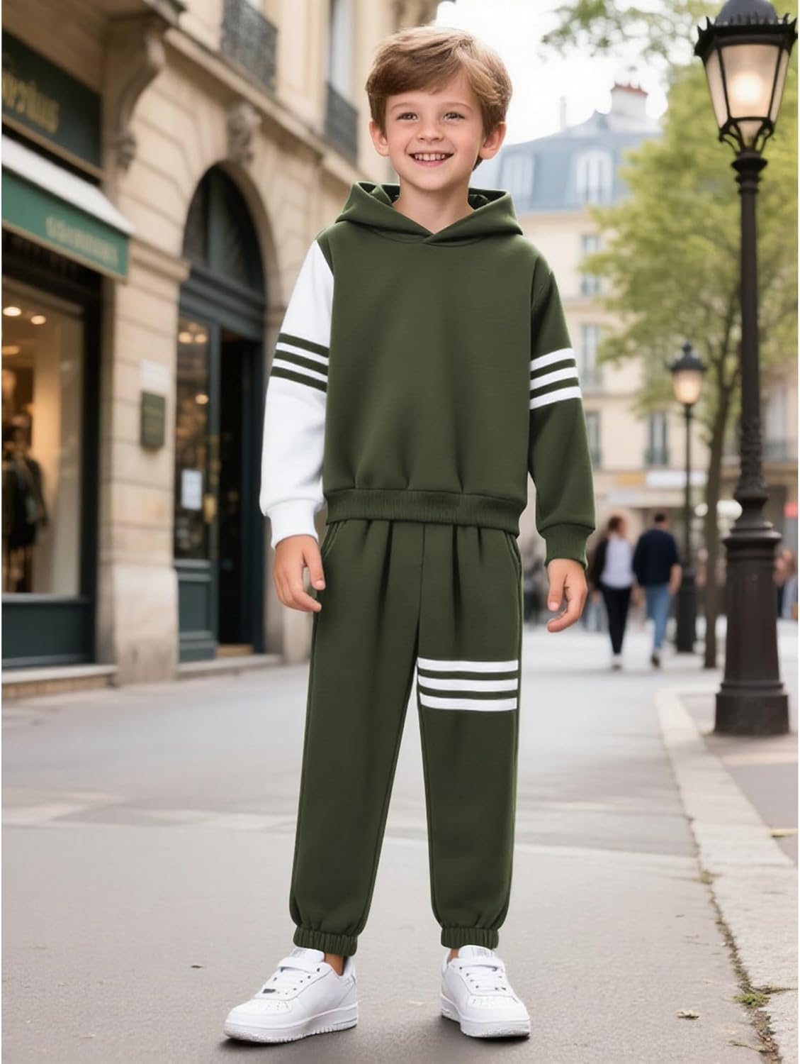 Boy Clothes Long Sleeve Striped Hoodie Sweatshirts Top and Pants Fall Winter Kids Boys 2 Pieces Outfits 3-12 Years - Image 3