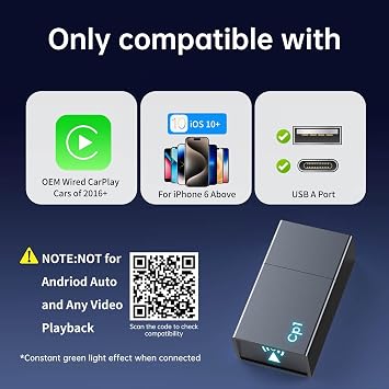Wireless Carplay Adapter for iPhone Mini Design USB-A/USB-C