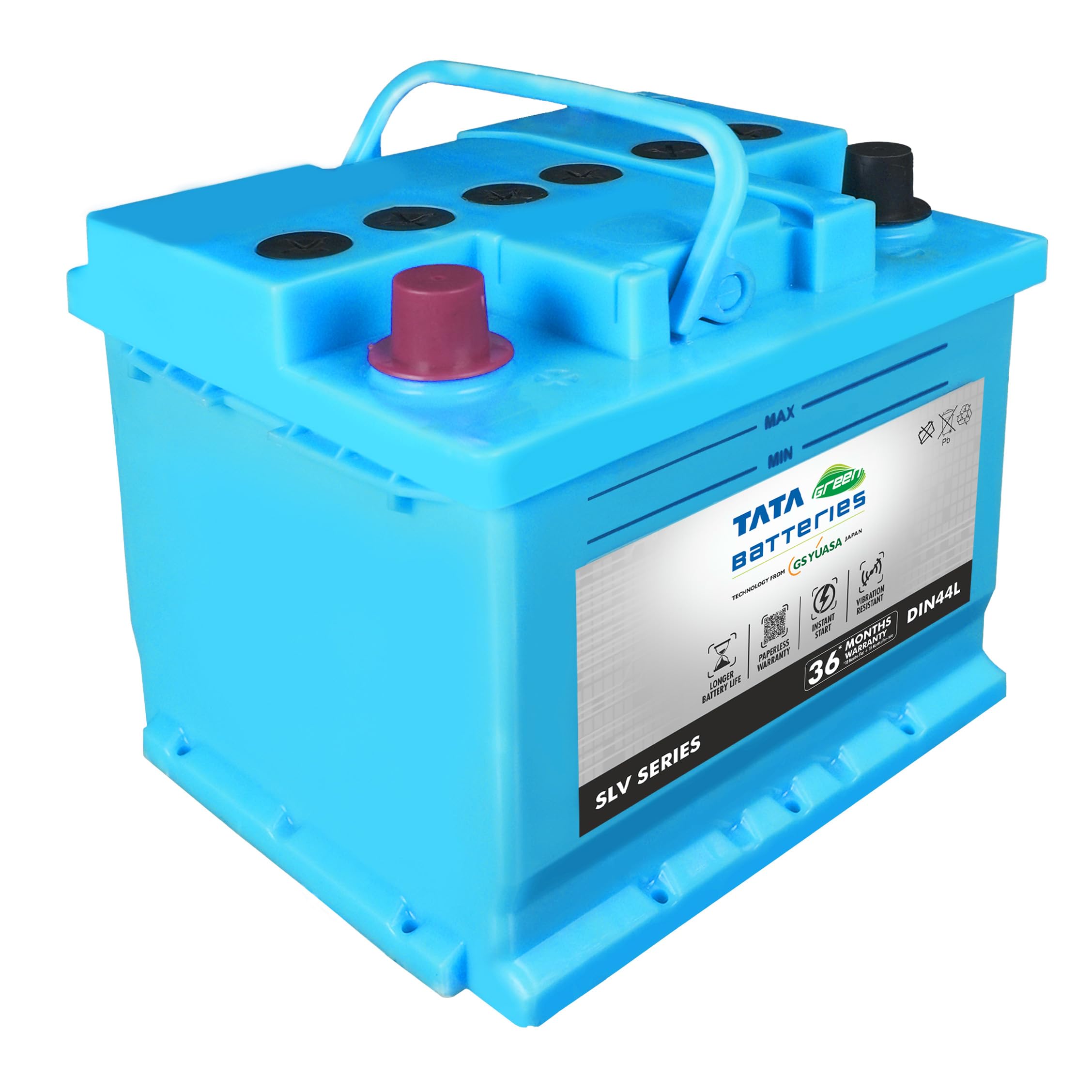 Tata Green Car Battery | SLV DIN44L (12V & 44Ah) | 18 Months