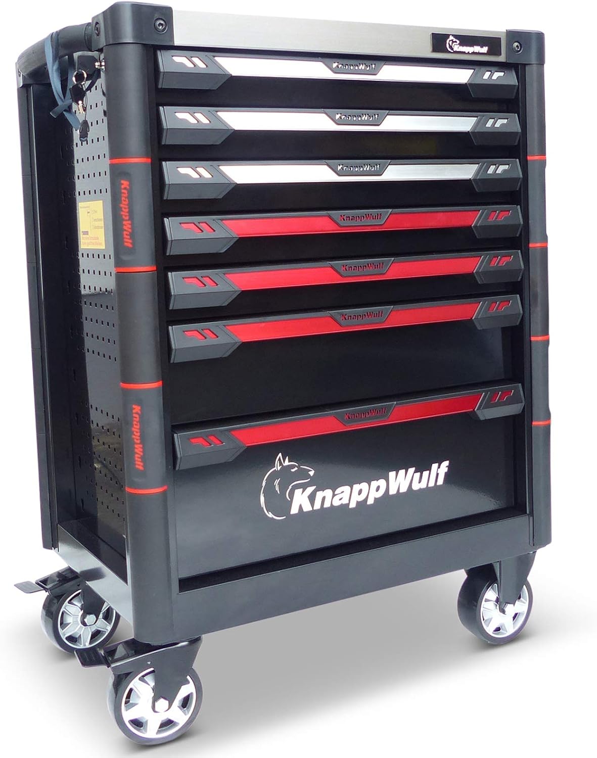 KnappWulf Carro de herramientas KW533 con bandeja de acero inoxidable
