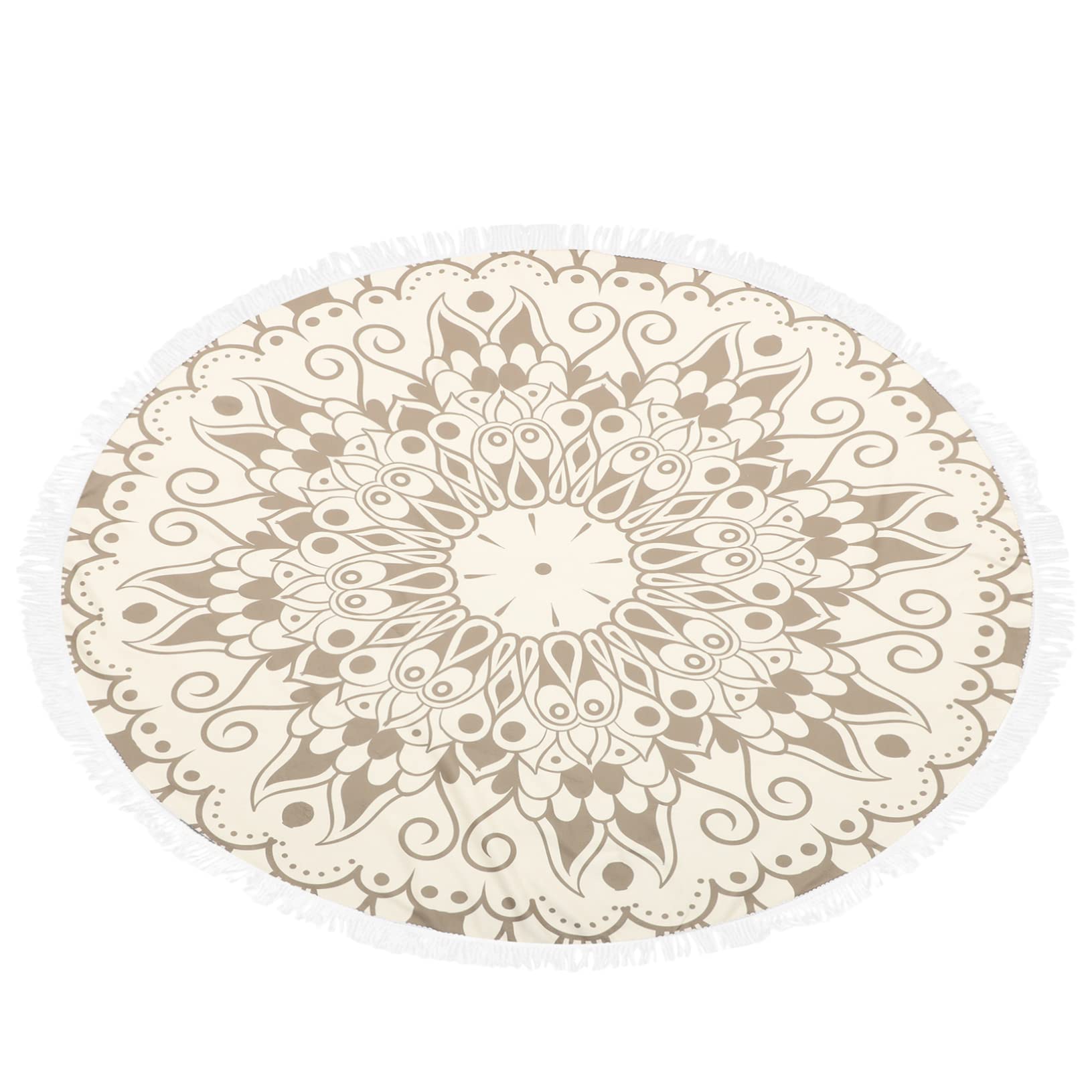 Telo da Mare Rotondo in Microfibra 150cm, Stampa Mandala