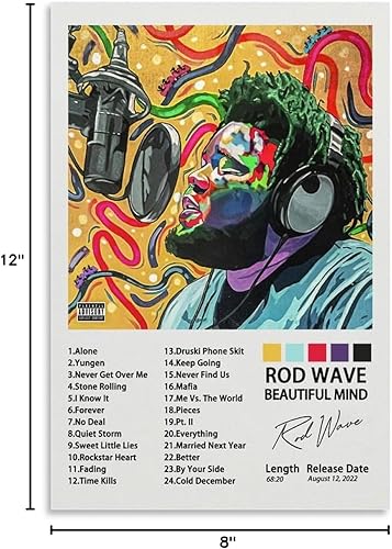 Vista 25 de VOXN Póster con diseño de ondas de barra, póster de álbum de la mente hermosa, póster de los años 90, arte de pared, decoración estética, pósteres