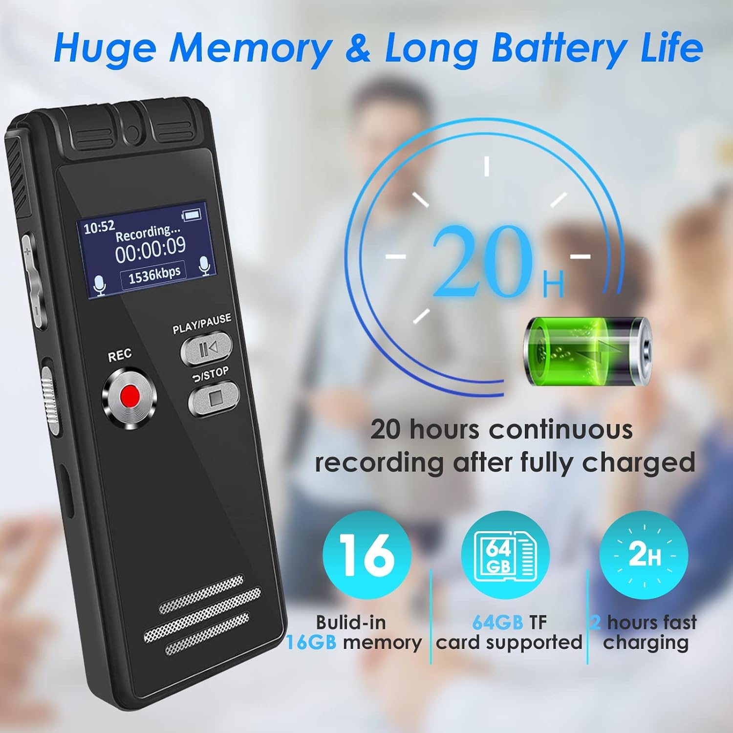 aiworth L15 showing battery life and memory capacity