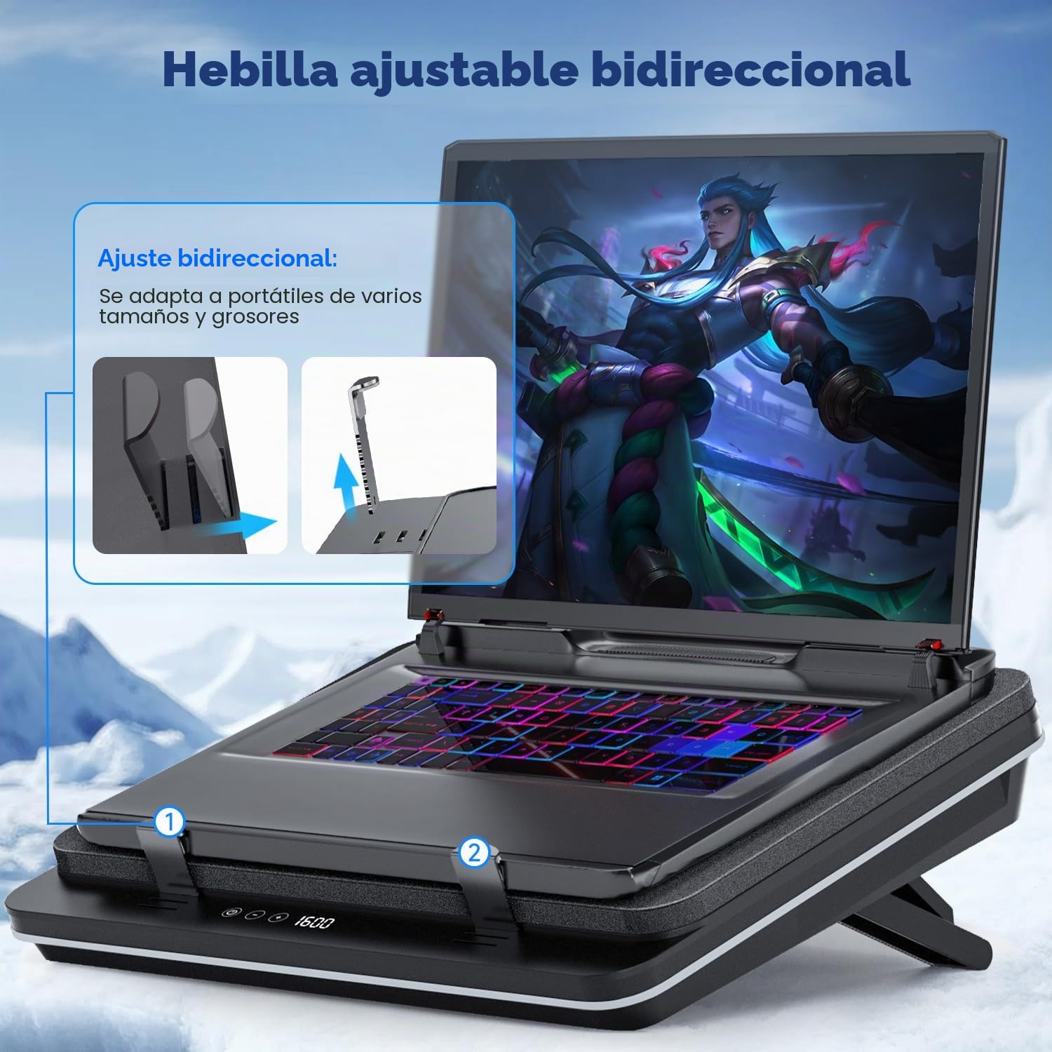 IETS GT600 - Almohadilla de refrigeración para laptop equipada con ventilador gigante (5.5 pulgadas de diámetro), espuma sellada para laptop de refrigeración rápida, enfriador de laptop de 14.1 a 19.3