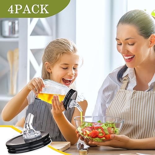 Miniatura 16 de Boquillas para verter tarro de masón. Caños de flujo libre para verter tarros de masón, tarro de masón para boquilla tamaño de boca regular, Paquete