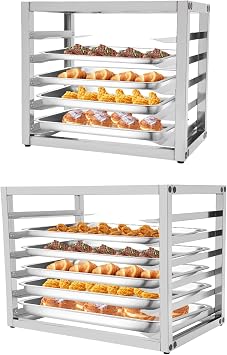 5 Tier Bun Pan Rack, Aluminum Bakery Rack for Half or Full Sheets, Commercial Dough Pizza Baking Tray Racks, Storage Cooling Rack, Bread Baking Equipment For Home Restaurant Kitchen (5 Tier)