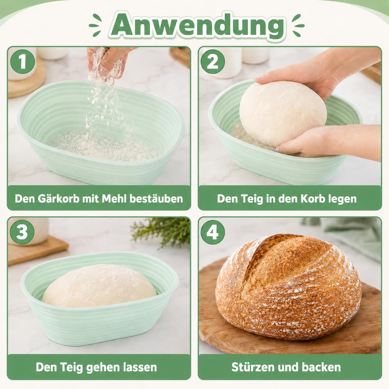 9 cestas de fermentación de silicona ovaladas, 25,4 × 9,5 × 3,3 cm, cesta de fermentación plegable para hornear pan, cestas de fermentación plegables con raspador y lino para panaderos aficionados