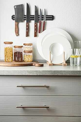 Miniatura 7 de Emica Home Contenedoresrecipientes de cocina de vidrio de borosilicato con tapa hermética de madera de acacia paquete de 4 tarros de almacenamiento