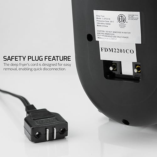 Miniatura 8 de OVENTE Freidora eléctrica de 2 litros de capacidad, tapa con ventana de visión, temperatura ajustable, cesta extraíble y mango de tacto frío,