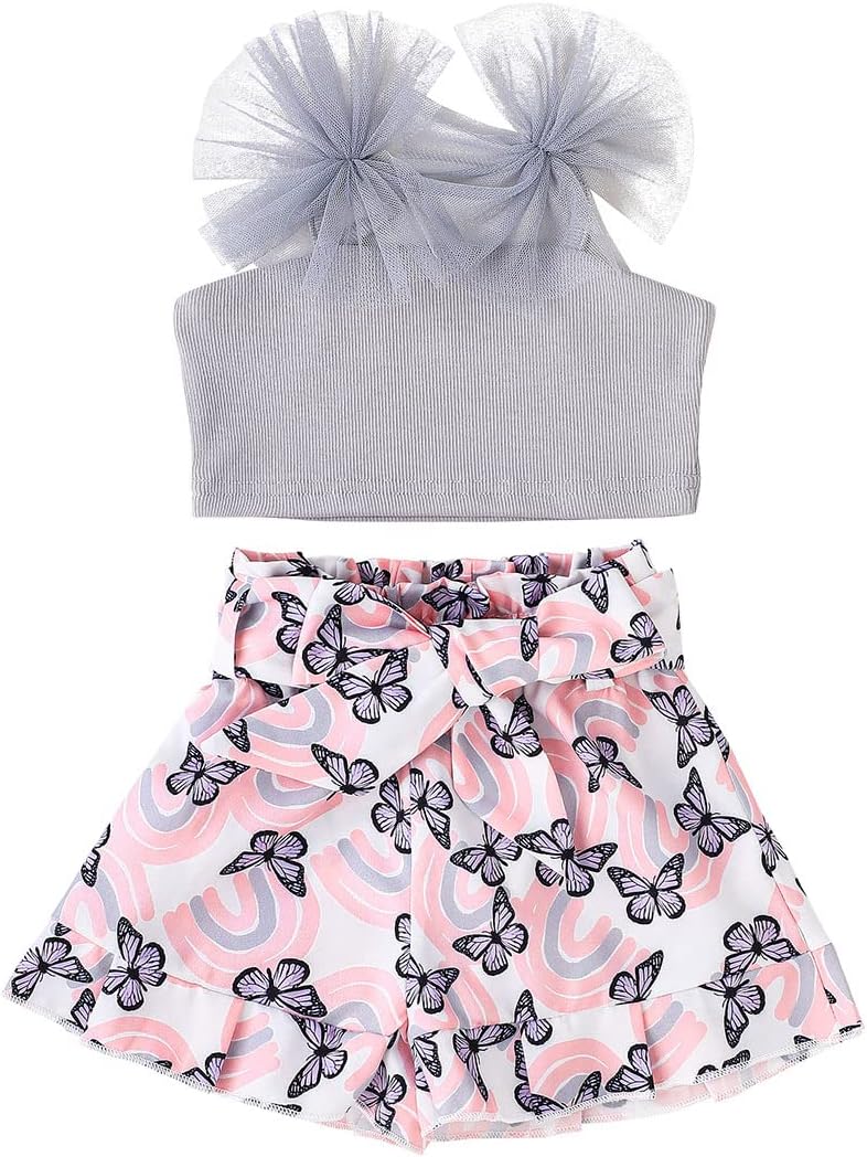 Toddler Baby Girl Clothes Summer Outfits Sleeveless Crop Tops Kid Floral Shorts Set