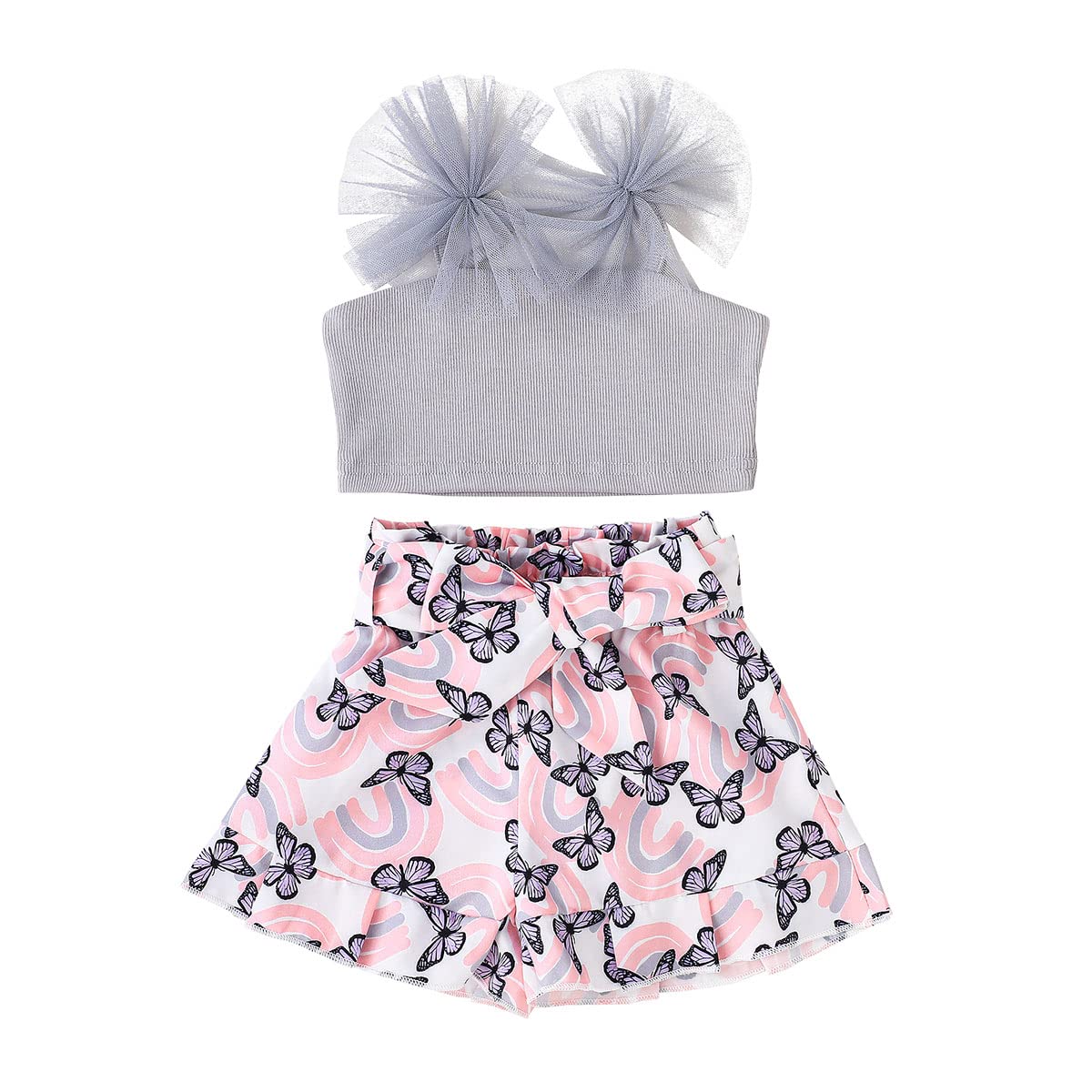 Toddler Baby Girl Clothes Summer Outfits Sleeveless Crop Tops Kid Floral Shorts Set